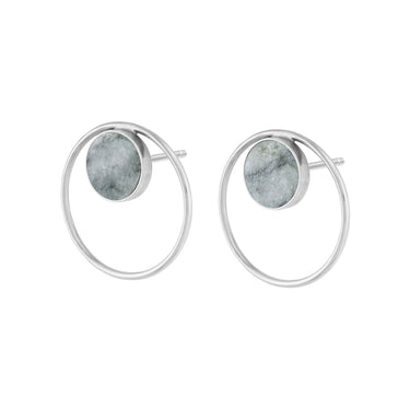 Picasso Dolomite Silver Circle Earrings