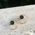 Circle Earrings with Nephrite Jade in Gold Plated Silver