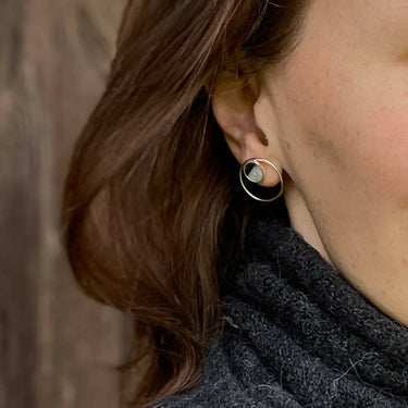 Picasso Dolomite Silver Circle Earrings