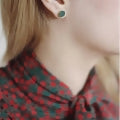Earrings with Nephrite Jade in Gold Plated Silver
