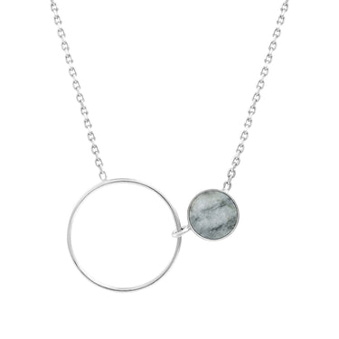 Picasso Grey Dolomite and Circle Silver Necklace