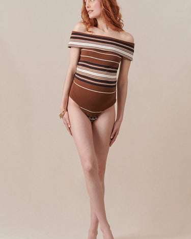Body de grossesse Brandy Marron Rayé