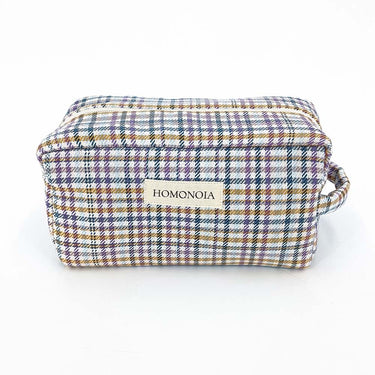 Orange &amp; lilac check toiletry bag