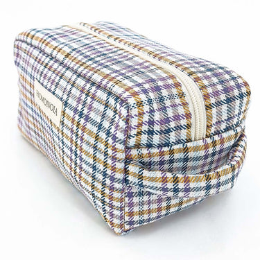 Orange &amp; lilac check toiletry bag