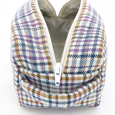 Orange &amp; lilac check toiletry bag