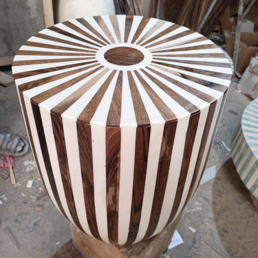 Striped side table or stool - several colors possible