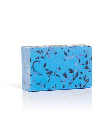 Image of the blue planet soap on a white background.