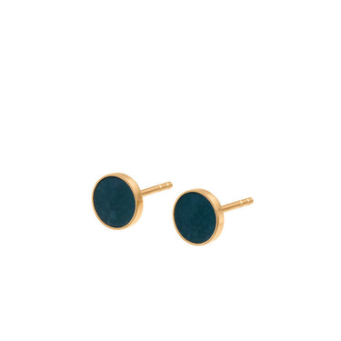 Nephrite Jade Stud Earrings in Gold Plated Silver