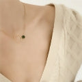 Necklace with Nephrite Jade and Gold Plated Silver Circle