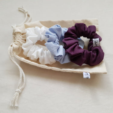 Trio of organic & fair trade satin scrunchies