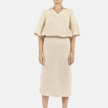 Sedona - Crochet Polo Top - Natural