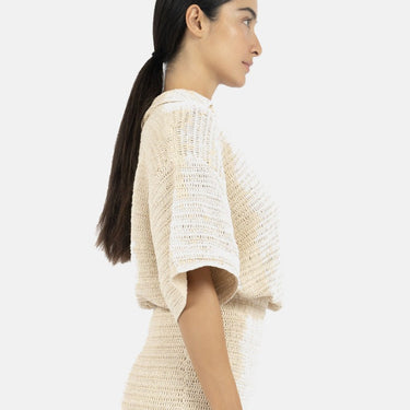 Sedona - Crochet Polo Top - Natural
