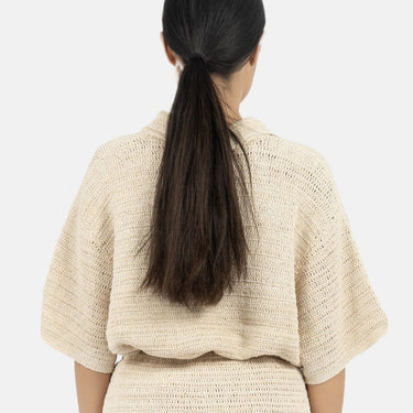 Sedona - Crochet Polo Top - Natural